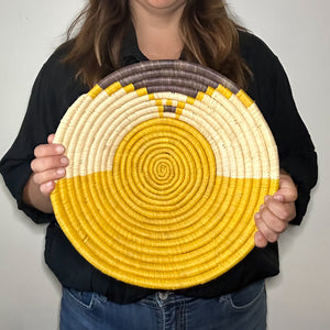 14" Yellow and Grey Handwoven Basket from Uganda